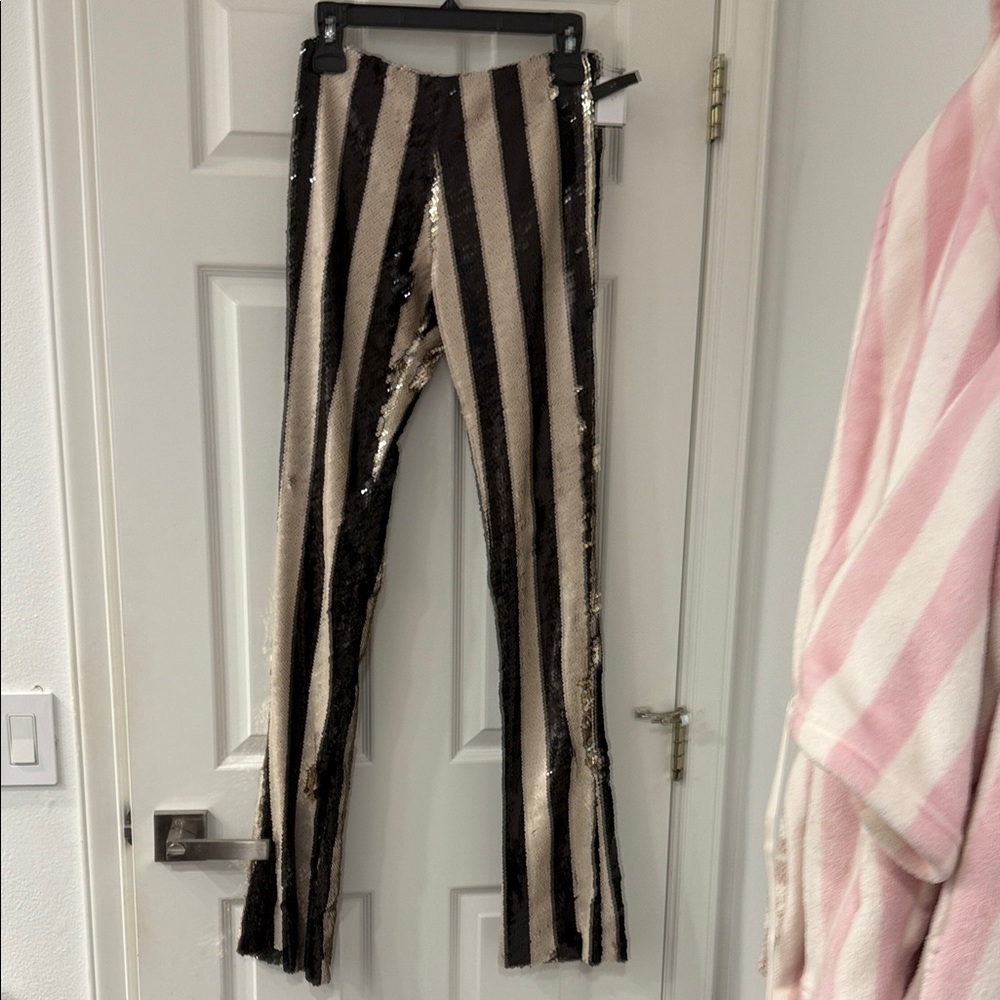 Marques Almeida Striped Sequin Flare Pants